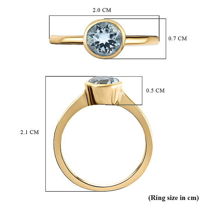 Image of 925 Sterling Silver 18K Gold Plated Birthstone 2 Ct Solitaire Natural Gemstone Ring for Women | Fine Jewelry Gift for Wife, Girlfriend, Sister, Birthday, Anniversary, Rakhi, Rakshabandhan, Valentine's