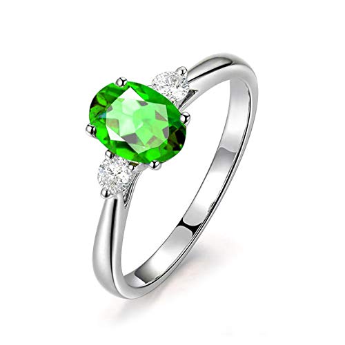 Bague fiançailles argent halo zirconium vert KnSam, cadeau femme idéal
