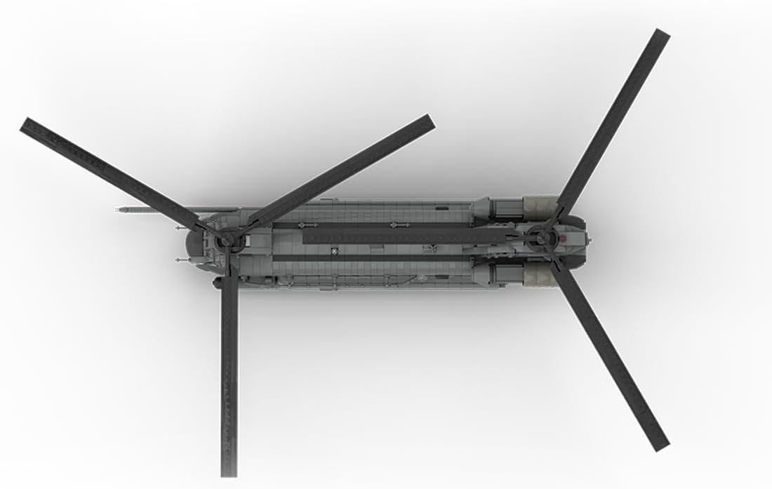 The CH-47 Transport Helicopter Building Blocks Set, 1/35 Scale MOC-227856 Military Helicopter Building Model, 2192Pcs Brick Transport Aircraft Model (Dark Gray)