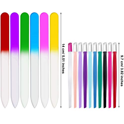 36 Pieces Rubber Nail Cuticle Pusher Plastic Handle Nail Cleaner And Glass Nail Files Nail Art Tools Buffer Manicure For Nail Polishing Christmas Valentine’s Day Present (Multiple Colors) #TOP1