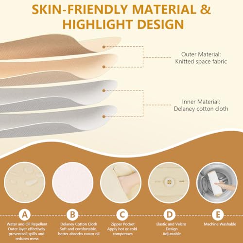 AOOWU Organische Rizinusöl-Packung, Castor Oil Pack Kit, Wiederverwendbare Rizinusöl Packungen Set für Leberentgiftung, Schilddrüse… – Ansicht 3