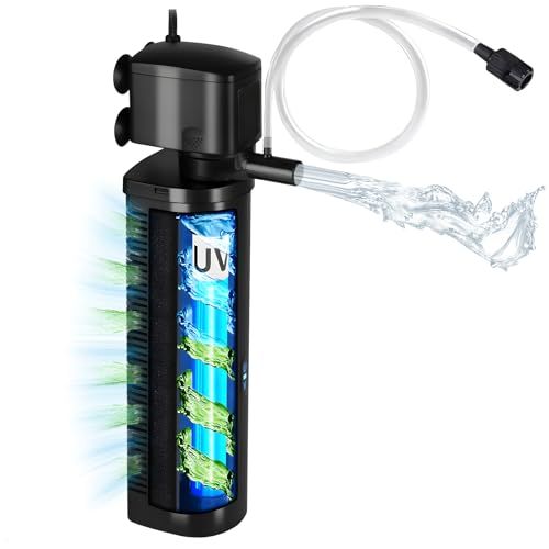 Tararium Aquarium Innenfilter mit U-V-Funktion – Leistungsstarke Tauchpumpe für klares Wasser – Ideal für 300-1200 Liter (80-300 Gallon) – 2300 L/h (600 GPH) – Süßwasser & Meerwasser