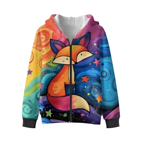Kids Novelty Hoodies with Pockets Boys Girls Zip Up Hooded Neck Sweatshirts Cute Cartoon Print Preppy Clothes4