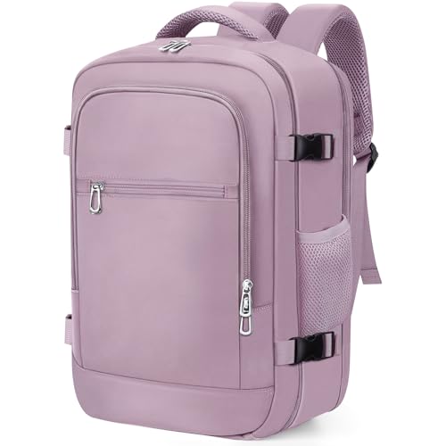 BAHIWOM Mochila Viaje Cabina 40x20x25 Ryanair, Equipaje de Mano 20L, Mochila Impermeable Antirrobo con Bolsillo Portátil 14 Pulgadas, Hombre y Mujer para Trabajo, Escuela, Viajes (Morado)