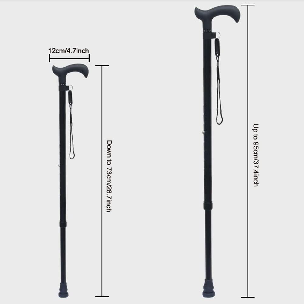 Regulowana laska, lekka aluminiowa laska do chodzenia, laska do chodzenia z ergonomicznym uchwytem i paskiem na nadgarstek (73-95 cm)