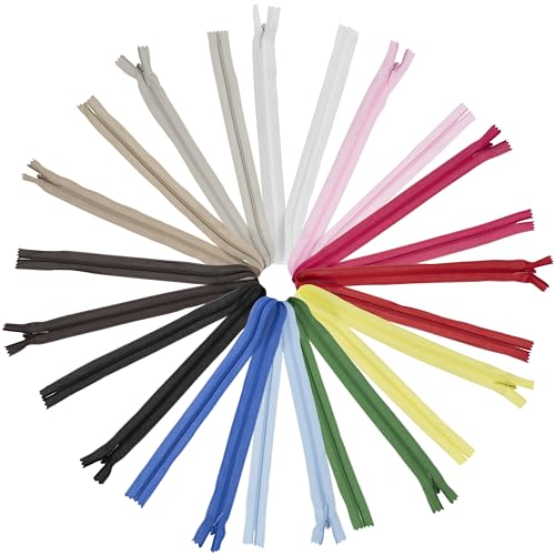 AERZETIX - C77803 - Juego de 12 Cremalleras espiral 50cm N°3 invisibles no separables con cursor - cierre de cremallera - en colores surtidos - en nylon