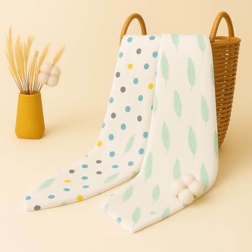 Image of Organic Cotton Muslin Pack of 2 Baby Bath Towel Cotton Cloth Premium Baby Washable, Reusable, Absorbent, Extra Soft 120 X 120 Cm Multi Dot & Multi Feather