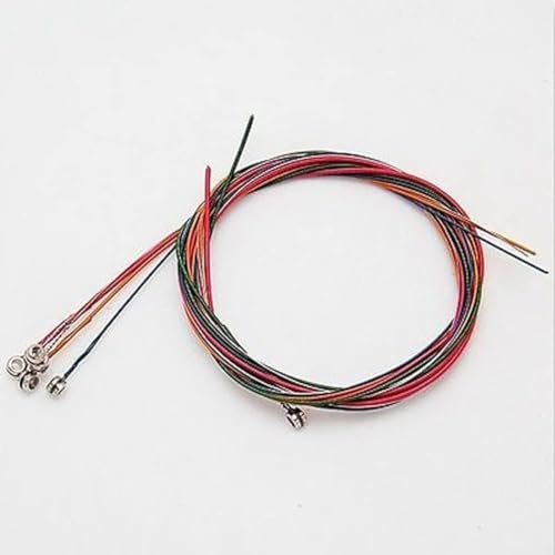 6 Stück Regenbogenfarbene Stahlsaiten für 6-saitige Gitarre, Gitarrensaiten, Akustikgitarrensaiten, Ersatz-Stahlsaiten für Akustikgitarre, bunte Akustikgitarrensaiten erzeugen eine wunderbare Stimme