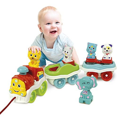 Clementoni -17740 Animales-3 parlante, Interactivo y remolcable, Tren de Juguete eléctrico, Juego niño 1 año (versión en Italiano) -Made in Italy, Multicolor, 17740
