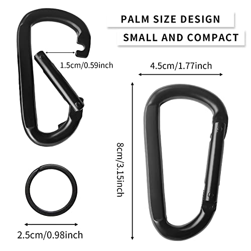 Carabiner Clip, 3" Heavy Duty Small Carabiner for Hammocks, Camping Accessories, Hiking, Keychains, 880 lbs, Black - Image 5