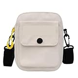 WAS88774 Small Canvas Bag Women's Crossbody Shoulder Bags for Messenger Coin Purse Cartoon Cell Phone Shoulder Bags Phone Handbags(White)