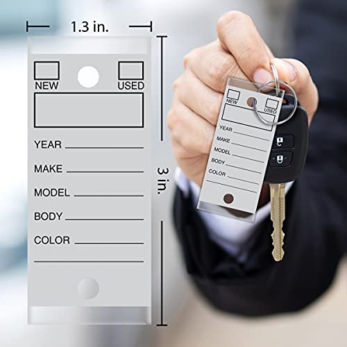 Image of Versa-Tags Gray Self-Protecting Key Tags with Chrome-Plated Split Rings, 1000 Count Automotive Dealership Key Tags for Car Truck RV Inventory & Service Organization