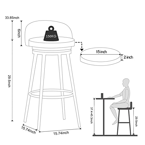 Chaises de bar rembourrées en velours pour soulager le dos