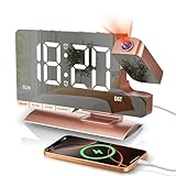 Sveglia con proiezione, sveglia digitale proiettore girevole a 180°, sveglia con proiezione da 7,3' con doppia sveglia, sonno, visualizzazione giorno della settimana, 6 livelli di luminosità, 5