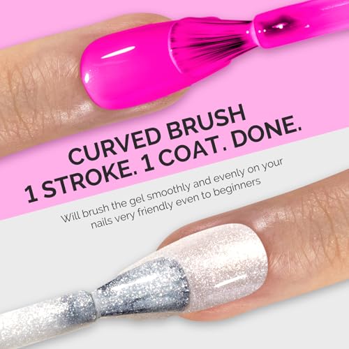 Image of MelodySusie Thick Gel Nail Polish Set- 2 Pcs 15ML Hot Pink & White Glitter Gel Polish Set Soak Off UV LED Christmas Gift for Women Nail Art Manicure Salon DIY Nail Design Decoration at Home