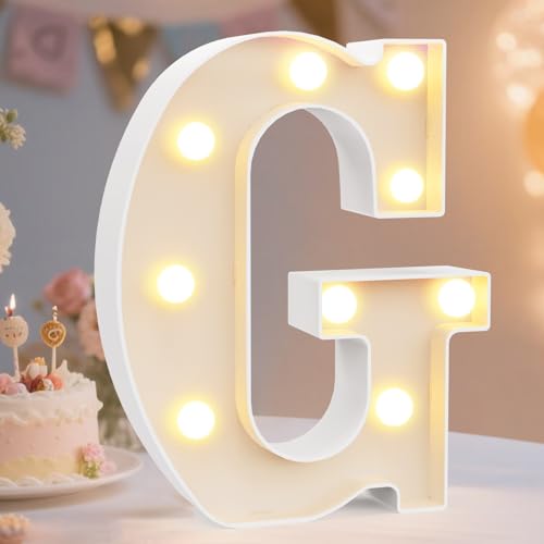 Image of Pooqla LED Marquee Letter Lights Sign, Light Up Alphabet Letter for Home Party Wedding Decoration G