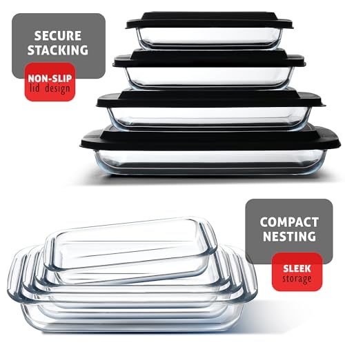 Eatex VDS-EX-GLSSCNTNR-4PC-BLK 4-Pack Glass Food Storage Containers With Lids, Baking Pans Set, Glass Baking Dishes thumb #4