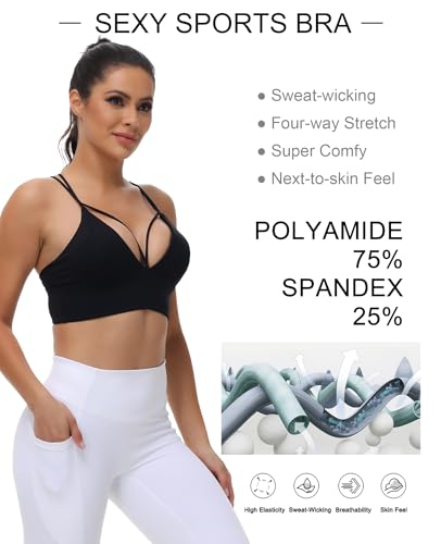 Image of MotoRun Bralettes for Women, Strappy Sports Bra Push up Bralette Sexy Bras Rave Top