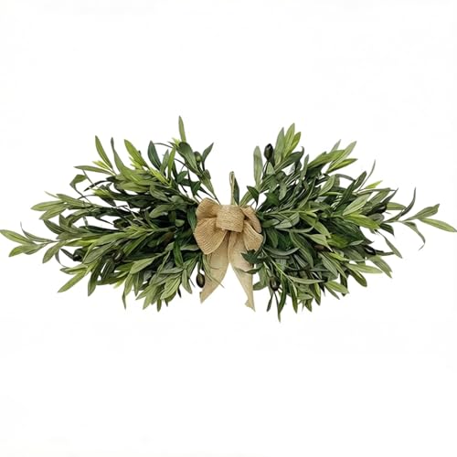 Guirnaldas verdes de olivo artificial de 24" para decoración de bodas y hogar (2 piezas) 2
