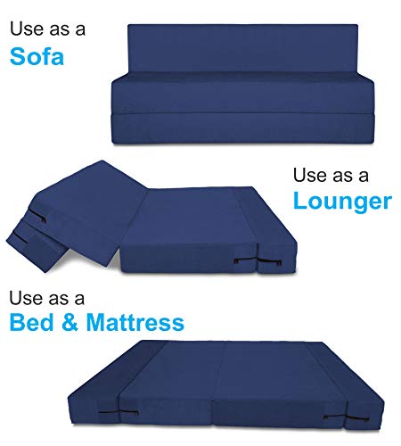 Image of Adorn India Easy Treno 3 Seater Sofa Cum Bed Sit & Sleep Perfect for Guest, Colour Blue, 5'x6', (1 Year Warranty)