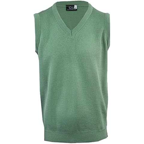 Clothing Unit Mens Plain Sleeveless Sweater (Large, Apple Green) Cover