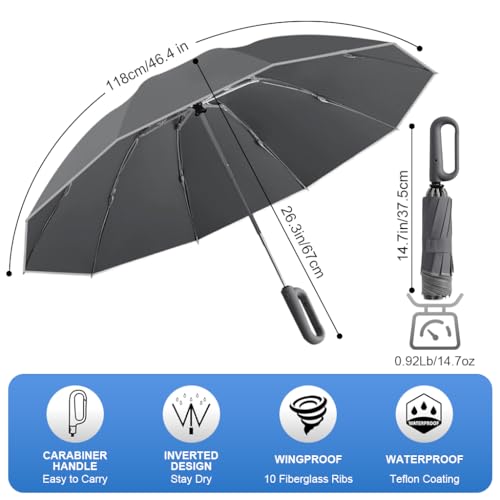 PALAY® Umbrella for Rain Big Size with Reflective Strap, 3 Fold Travel Umbrella for Sun Protection, Windproof Reinforced 10 Dual Ribs, Automatic Open/Close