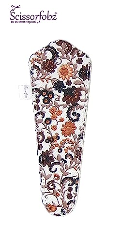 SCISSORFOBZ Designer Scissors Sheaths Shears Protective Covers-For Large Scissors - Brown Victorian Floral Garden Design-#SL-302