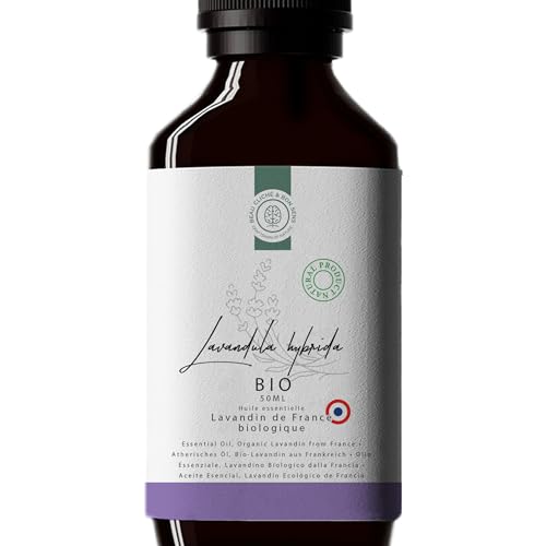 50 ml Aceite esencial Lavandin Grosso BIO – Cultivado y destilado en Francia – 100% puro, natural y orgánico, ideal para difusor, aromaterapia, masaje, bricolaje, jabón para velas, etc.