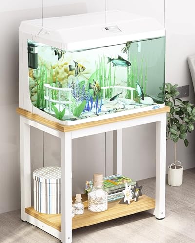 Mueble Acuario Soporte para Acuario de 2 Niveles para 2 Tanques, Mueble de Acero con Varios Niveles para Terrario, Ideal para Almacenamiento en Esquina, Acuario para Cría de Insecto(White,140x40cm (55