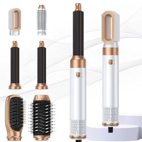 Airbrush Haarstyler 6 in 1 Hairstyler Airstyler mit Warmluftbürste, Föhnbürste, Rundbürstenföhn Haartrockner Lockenstab, Air Styler zum Styling, Volumisieren, Locken und Glätten