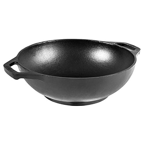 Lodge Pre-Seasoned Cast Iron WOK - Dual Assist Handle - Use in the Oven, on the Stove, or on the Grill - 6.25 Inch