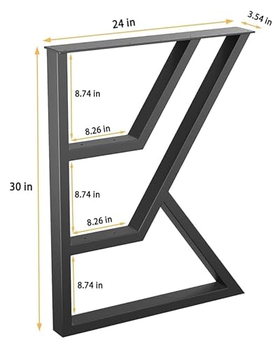 Image of Upgraded 3 Tier Table Legs 30 inch x 24 inch K-Shaped Desk Heavy Duty Metal for Table Black Furniture for Dining Table Office Computer Desk (Set of 2) (Only Legs)