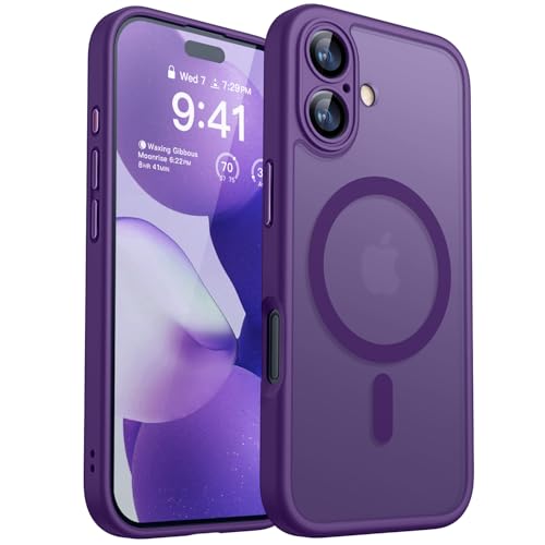 Image of CANSHN Magnetic for iPhone 17 Case, Upgraded [Full Camera Protection] [Compatible with Magsafe] [Translucent Matte] Shockproof Protective Phone Case for iPhone 17 - Deep Purple