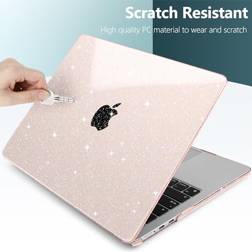 Image of DONGKE Compatible with M3 MacBook Air 13.6 inch Case 2024 2023 2022 Release A3113 A2681 M2 with Touch ID, Glitter Bling Plastic Hard Shell Case with Keyboard Cover & Screen Protector, Starlight