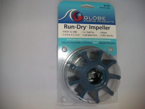 Globe Marine Run-Dry Impeller Model 125 for Jabsco 836-0001, Johnson 08-1029B-1, Sierra 18-3078, CEF 500105 & Volvo 807904