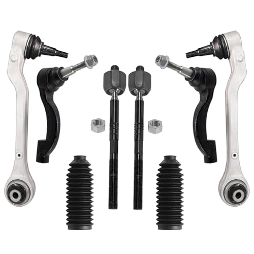 Image of Detroit Axle - RWD Front End Kit for 2014 2015 2016 2017 2018 2019 Cadillac CTS, 2 Lower Rearward Control Arms with Ball Joint 4 Inner and Outer Tie Rods 2 Boots Replacement