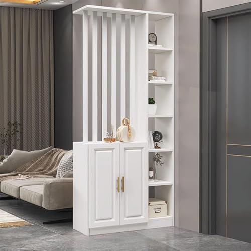 IBOWZ Biombo Divisor de ambientes de Madera con Armario de Almacenamiento Biombo Moderno con estantes Privacidad de Madera Diseño Moderno versátil para casa de té/cafetería