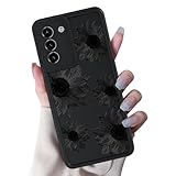 MINSCOSE Samsung Galaxy S21 ケース、ヒマワリ フローラル ブルーム パターンプリント、ソフト TPU スリム ガーリー ローズ スマホケース バンパー 耐衝撃保護カバー 女性用 ガールズ 6.2インチ - ブラック