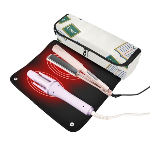 Organizador 2 en 1 para herramientas de cabello con tapete resistente al calor, estuche de viaje de doble capa para planchas, rizadores y estilizador de volumen, estándar miniatura 2
