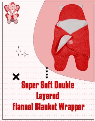 Image of New Born Multi-Purpose Baby Boy's and Baby Girl's Blanket and Sleeping Bag (Red, 0-6 Months)