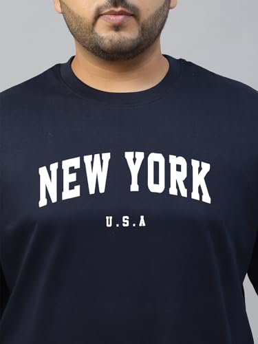 Image of Veirdo Men's Cotton Half Sleeve Plus Size Printed T-Shirts with NY & USA Designs, Stylish Comfortable & Durable Tees, Available in 2XL to 5XL Sizes