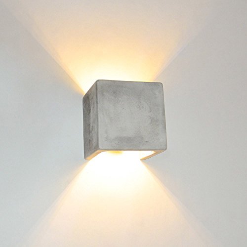 Wandleuchte s.LUCE Plinth Up & Down aus Beton 13 x 13 cm grau moderne Wandlampe mit Lichteffekt Flur Treppenhausleuchte im Industriestil minimalistische Wohnzimmerlampe