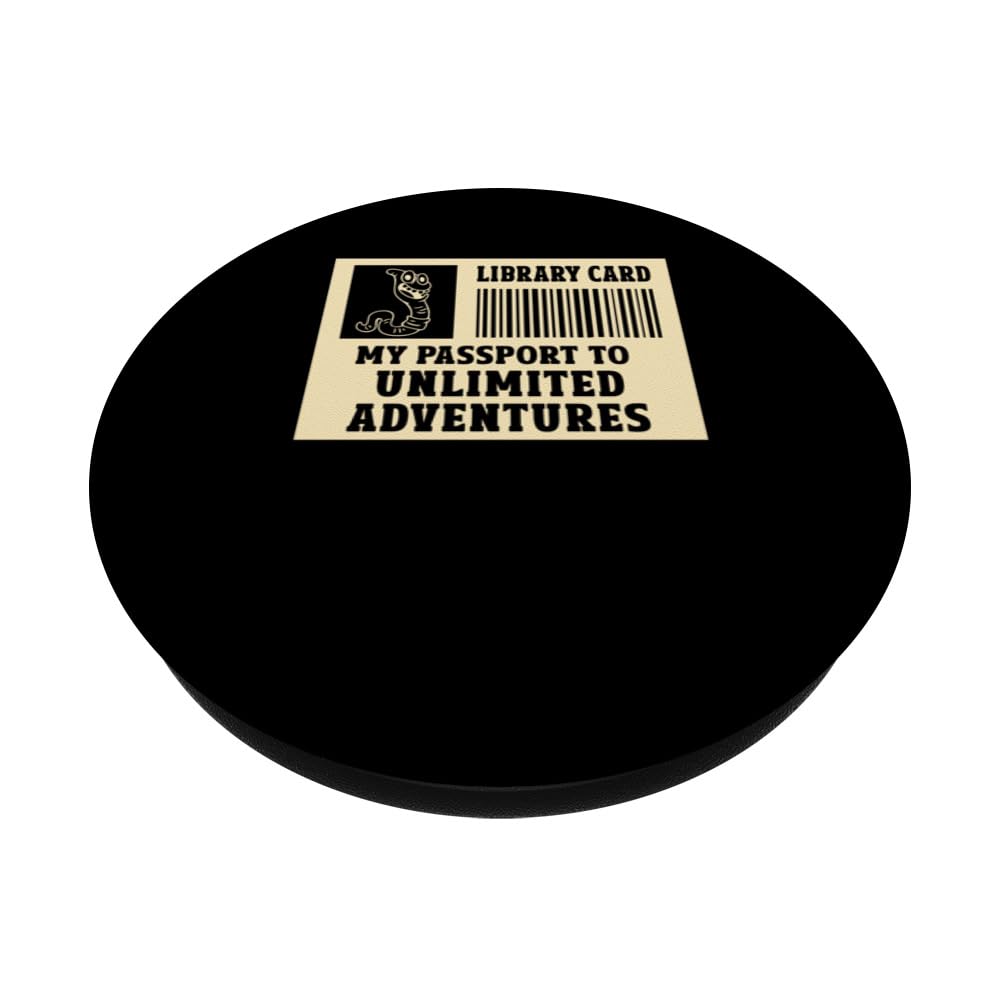 Library Card My Passport To Unlimited Adventures PopSockets Swappable PopGrip, Black - Image 2