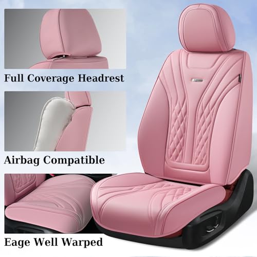 Image of Coverado Car Seat Covers, Car Seat Covers Front Seats, 2-Pack Front Seat Cover, Nappa Leather Waterproof Seat Covers, Car Seat Protectors, Automotive Seat Covers Universal Fit for Most Vehicles