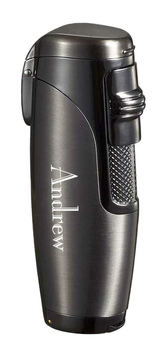 Personalized Visol Triad Butane Torch Triple Jet Flame Refillable Gas Lighter, Built in Punch, Windproof Adjustable Flame Lighter (Shipped Without Butane) (Gunmetal)
