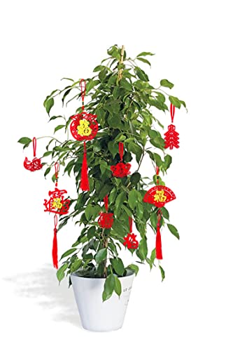 46 Pieces Chinese New Year Decorations Chinese Spring Festival Knot Pendant Hanging Ornament, Lucky Bag Gold Ingot Fu Character Hanging Widget for CNY Spring Festival Potted Plant Decoration Ornaments