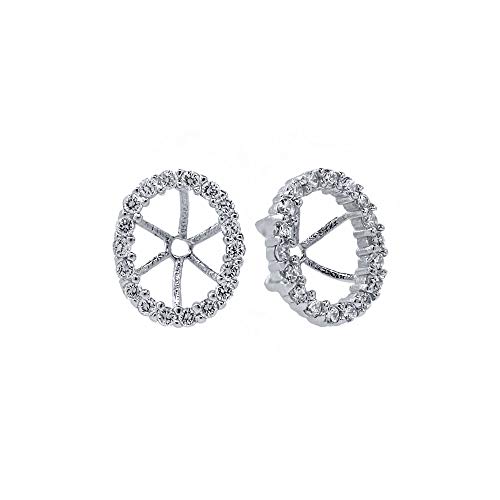 Gem Stone King 925 Sterling Silver Round White Zirconia Removable Jacket Stud Earrings For Women