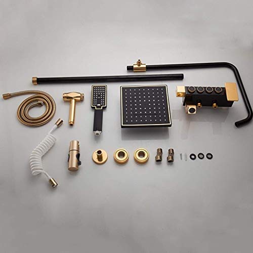 Kit douche rétro laiton complet avec barre réglable et douchette