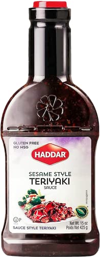 Haddar Sesame Style Sweet Teriyaki Sauce Marinade 15oz | No High Fructose Corn Syrup, Low Sodium, No MSG, Gluten Free, Soy Free | Great for Marinades & Dipping | Kosher Including Passover