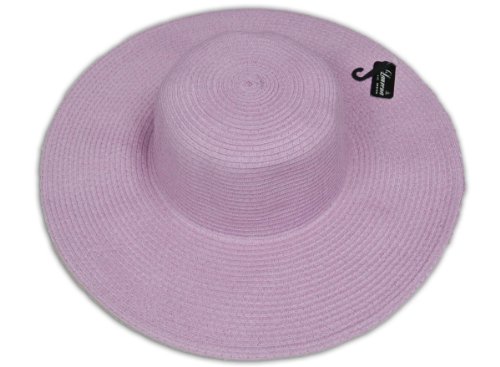 LJL Design Women Colorful Derby Large Floppy Folderable Straw Beach Hat (Lavander)